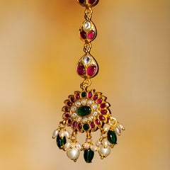 MDT115- Multi Colour Gold Plated Jadau Kundan Temple Tika