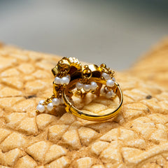 MDR093- White Colour Gold Plated Jadau Kundan Ring