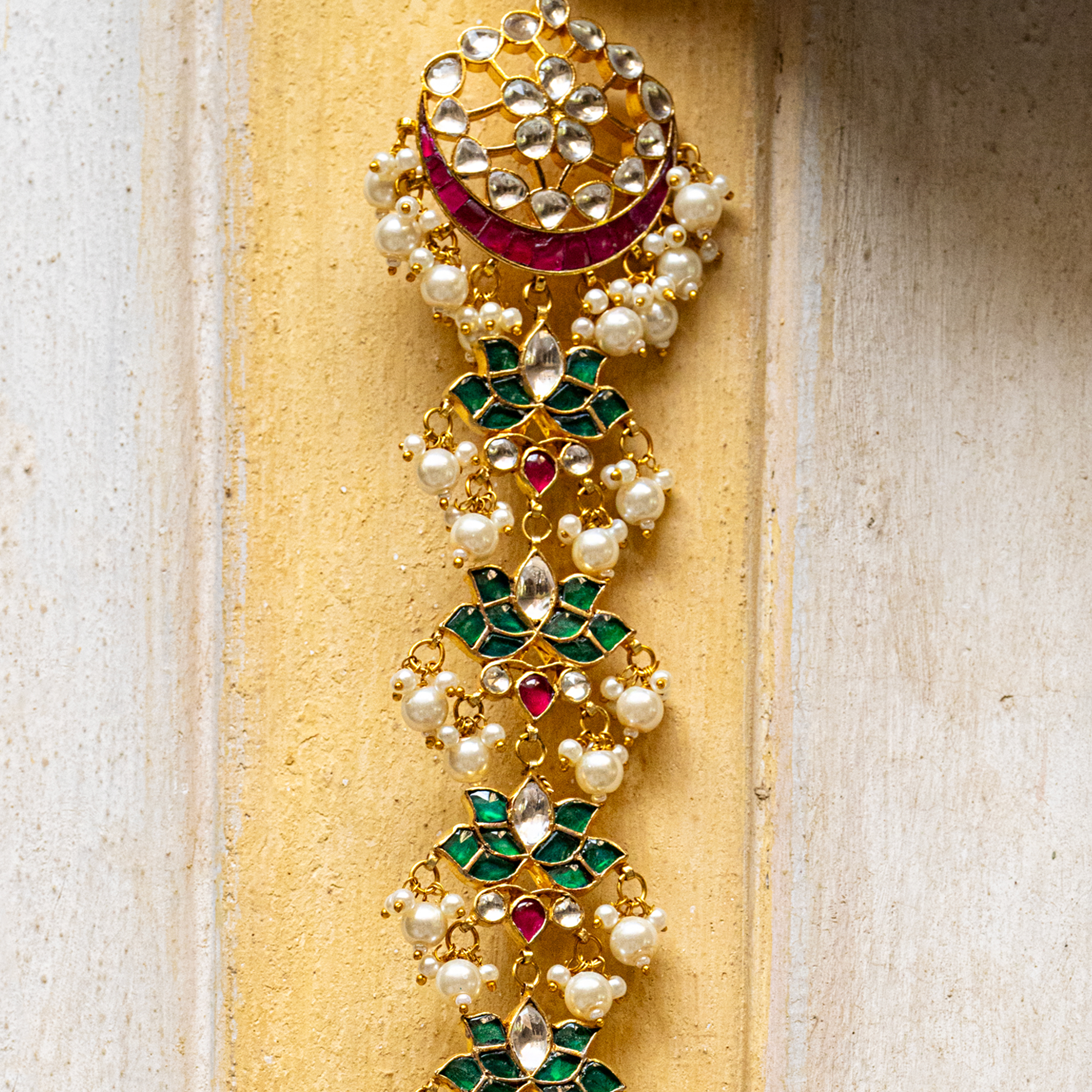 MDBR105- Multi Colour Gold Plated Jadau Kundan Braid