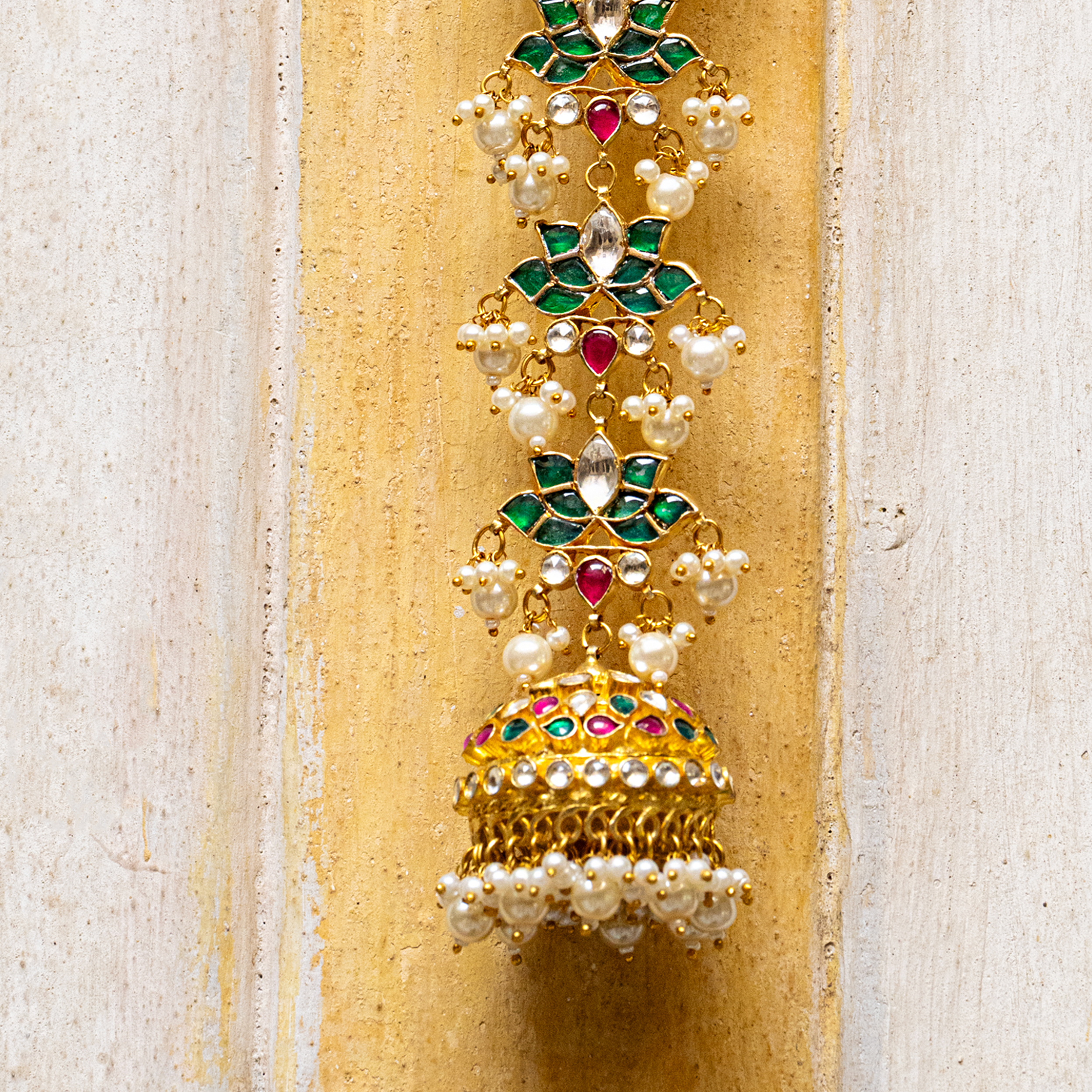 MDBR105- Multi Colour Gold Plated Jadau Kundan Braid