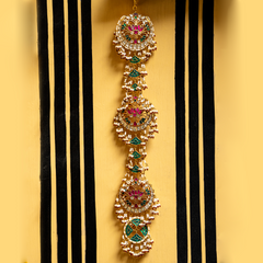 MDBR106- Multi Colour Gold Plated Jadau Kundan Braid