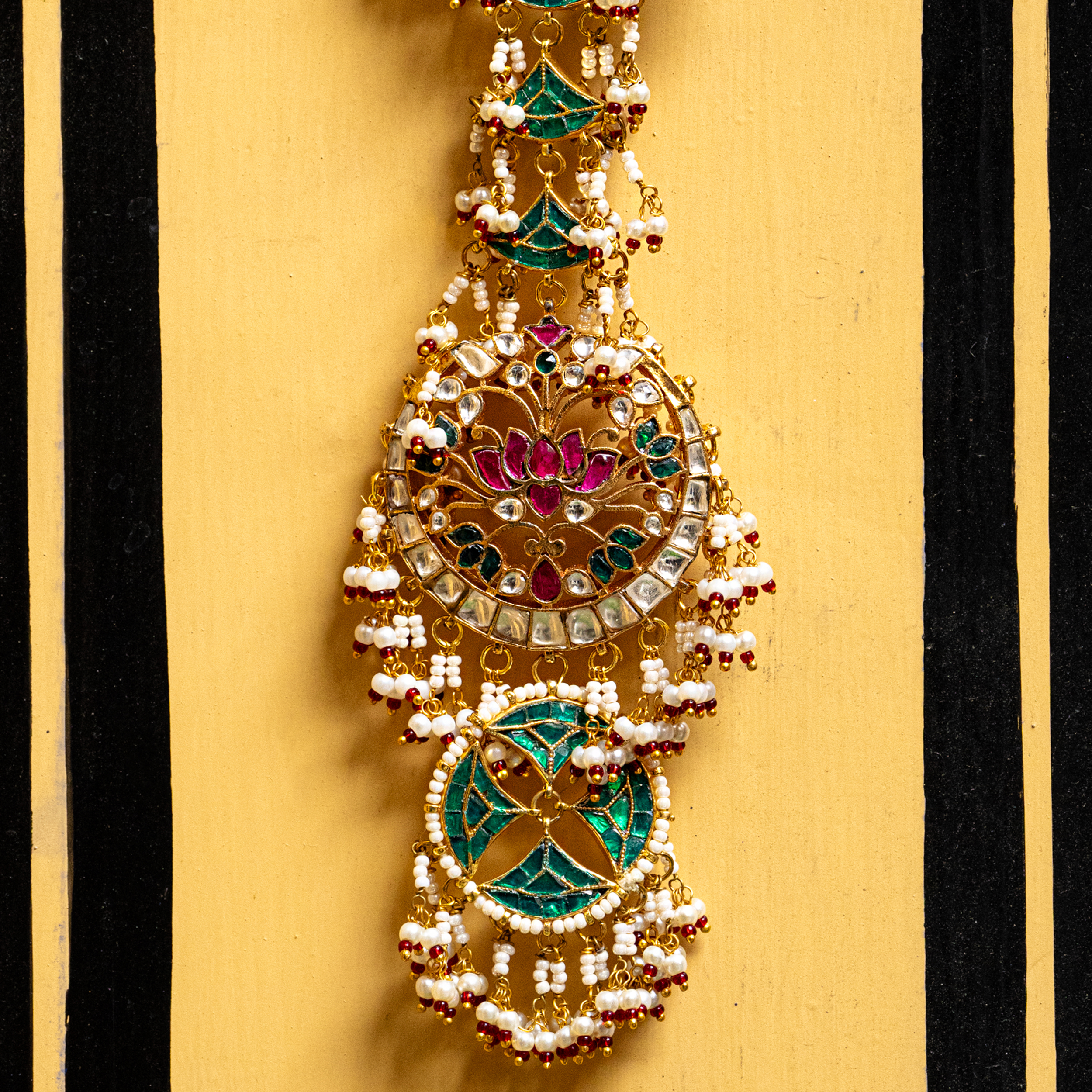 MDBR106- Multi Colour Gold Plated Jadau Kundan Braid