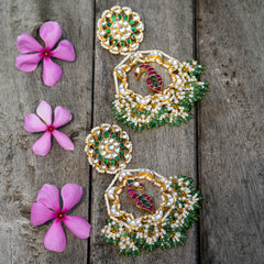 MDE042- Multi Colour Gold Plated Jadau Kundan Chandbali Earrings