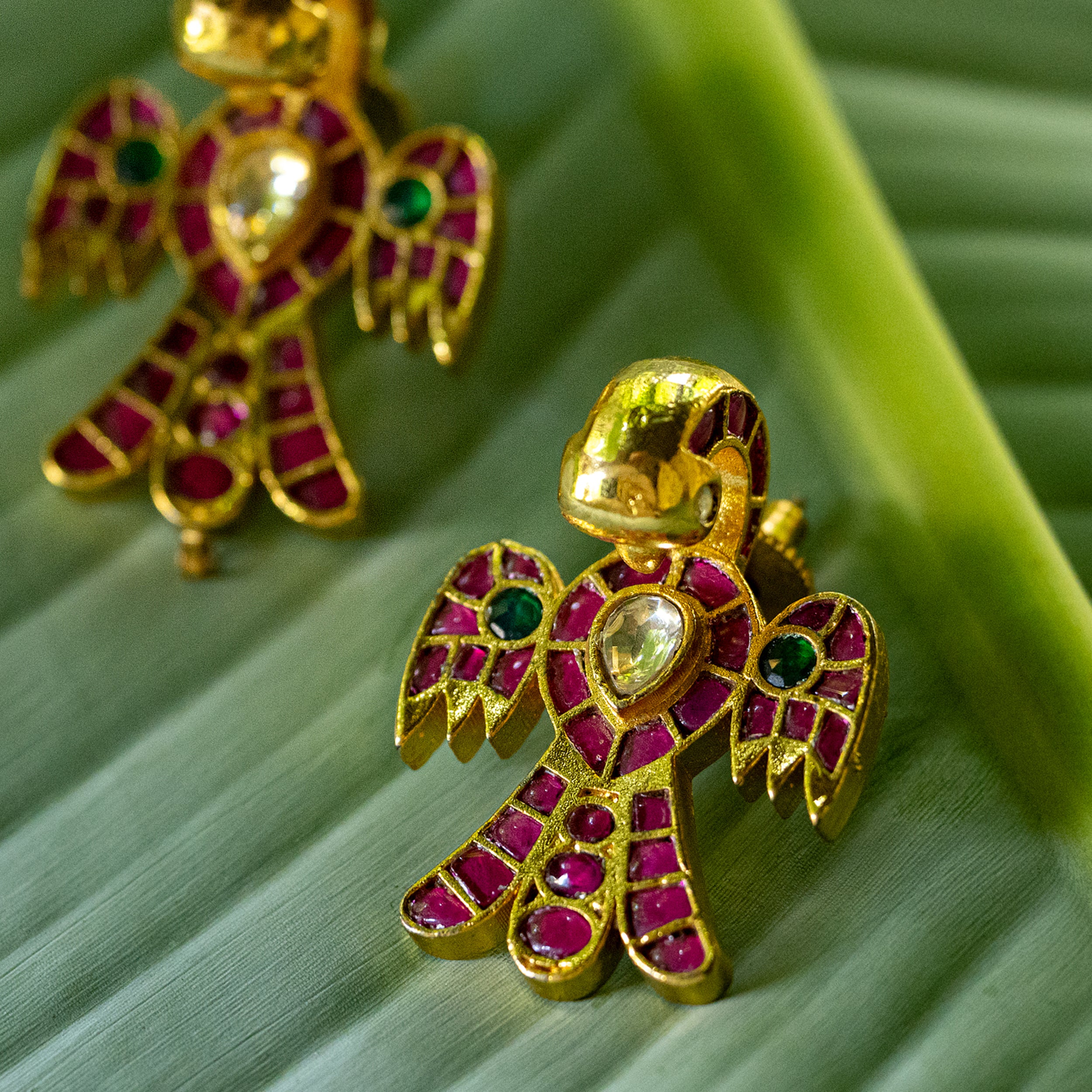 MDE045- Multi Colour Gold Plated Jadau Kundan Studs Earrings