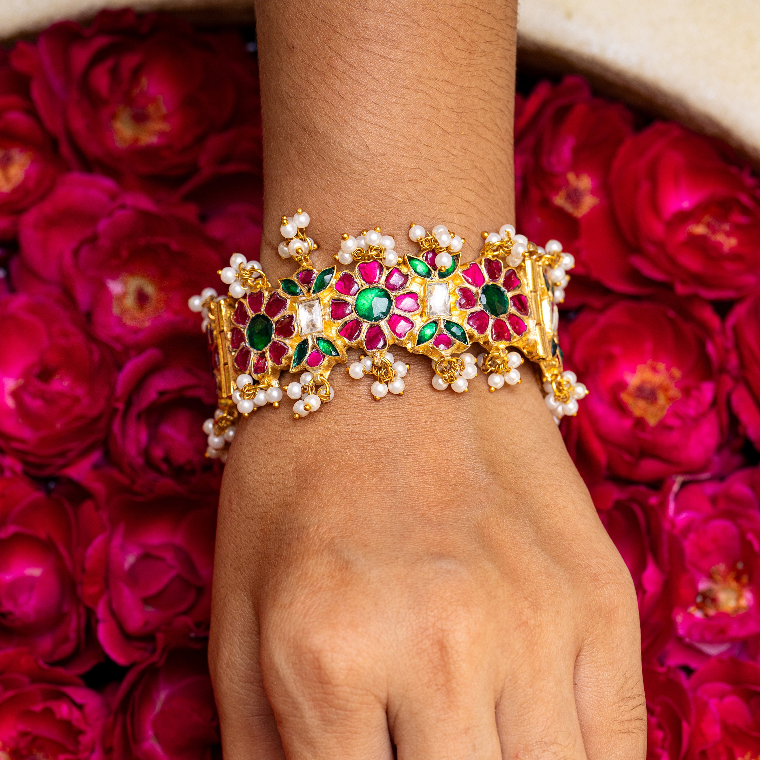 MDB072- Multi Colour Gold Plated Jadau Kundan Bangles