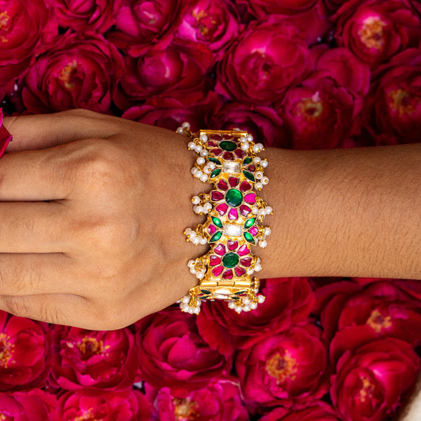MDB072- Multi Colour Gold Plated Jadau Kundan Bangles