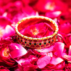 MDB066- Multi Colour Gold Plated Jadau Kundan Bangles