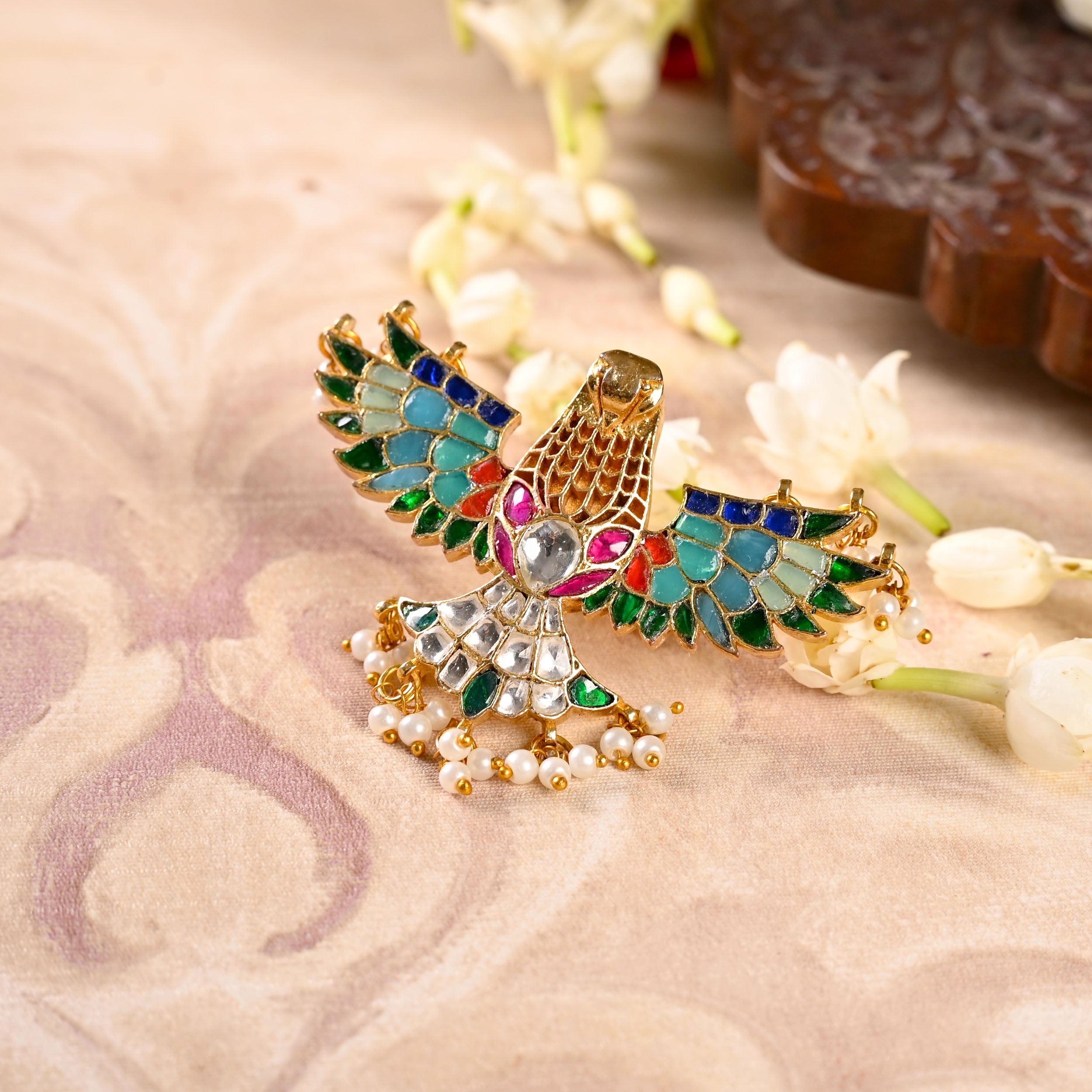 MDR225- Multi Colour Gold Plated Jadau Kundan Ring