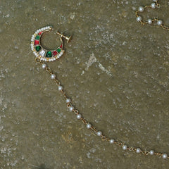 MDNA519- Multi Colour Gold Plated Jadau Kundan Nose Ring